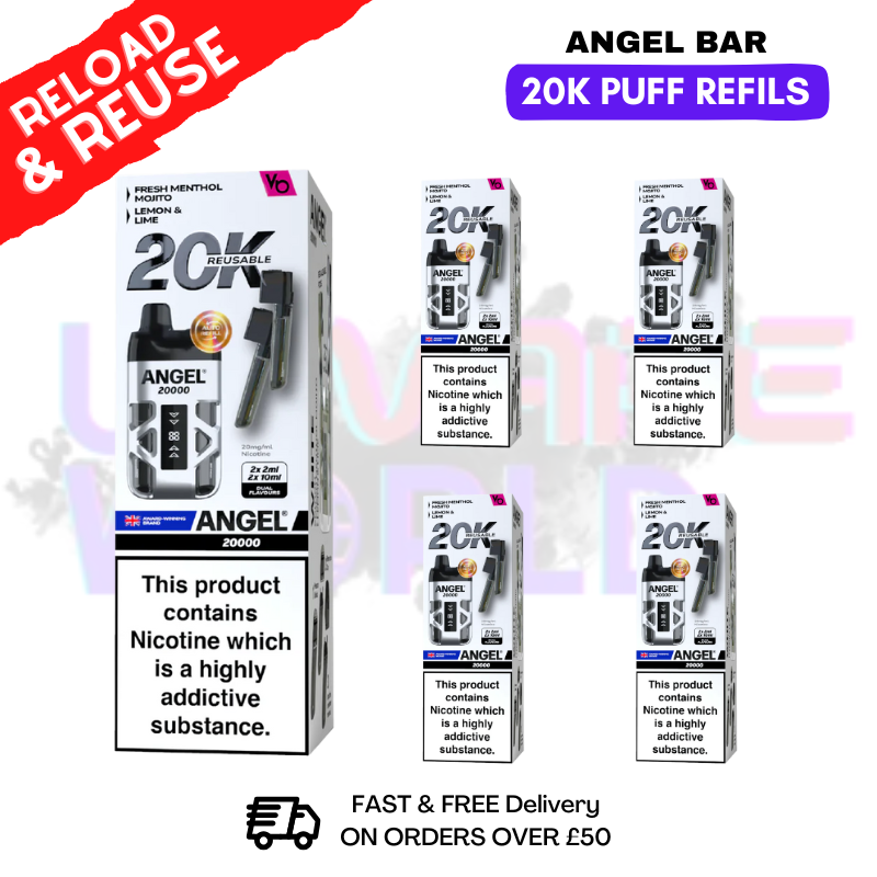 White edition  Angel Bar 20K REPLACEMENT PODS Box Of 5 - ukvapeworld
