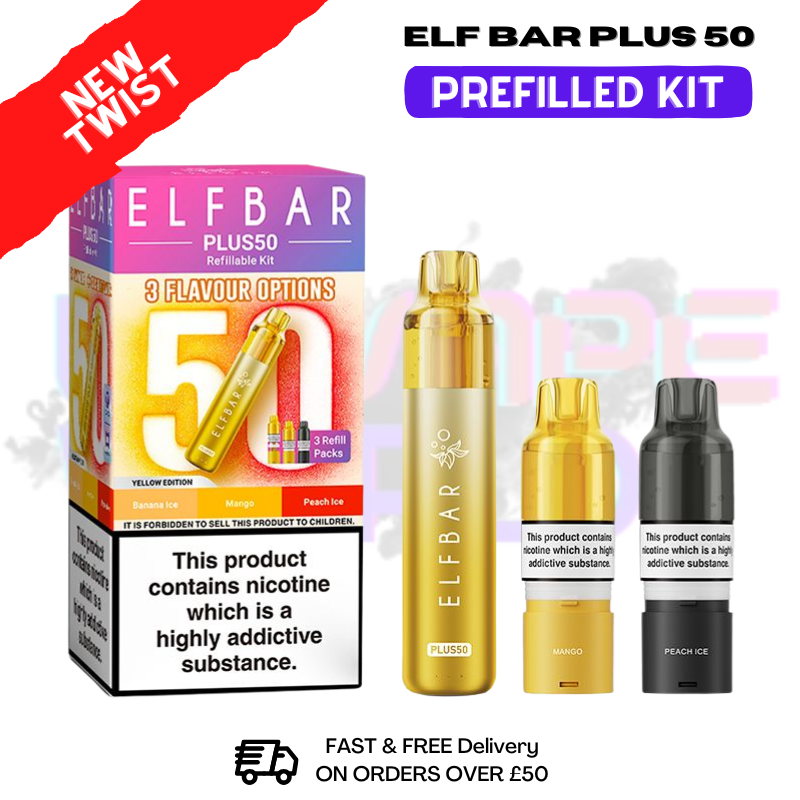 Yellow Edition Elf Bar 50K Puff Plus Kit - Only £9.98 - ukvapeworld