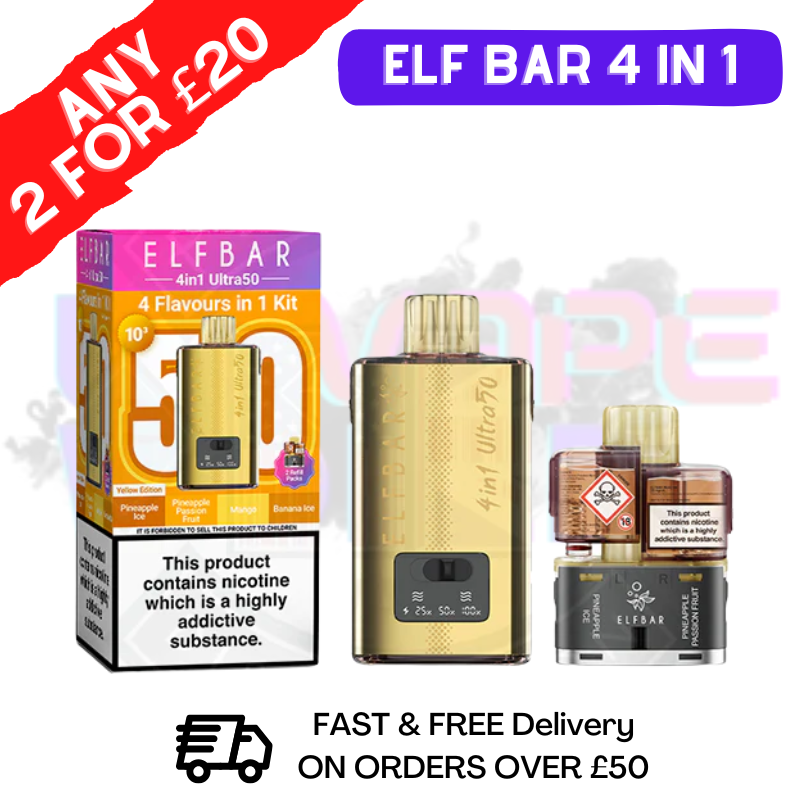 Yellow Edition Elf Bar 4 in 1 Ultra Puff Kit - ukvapeworld