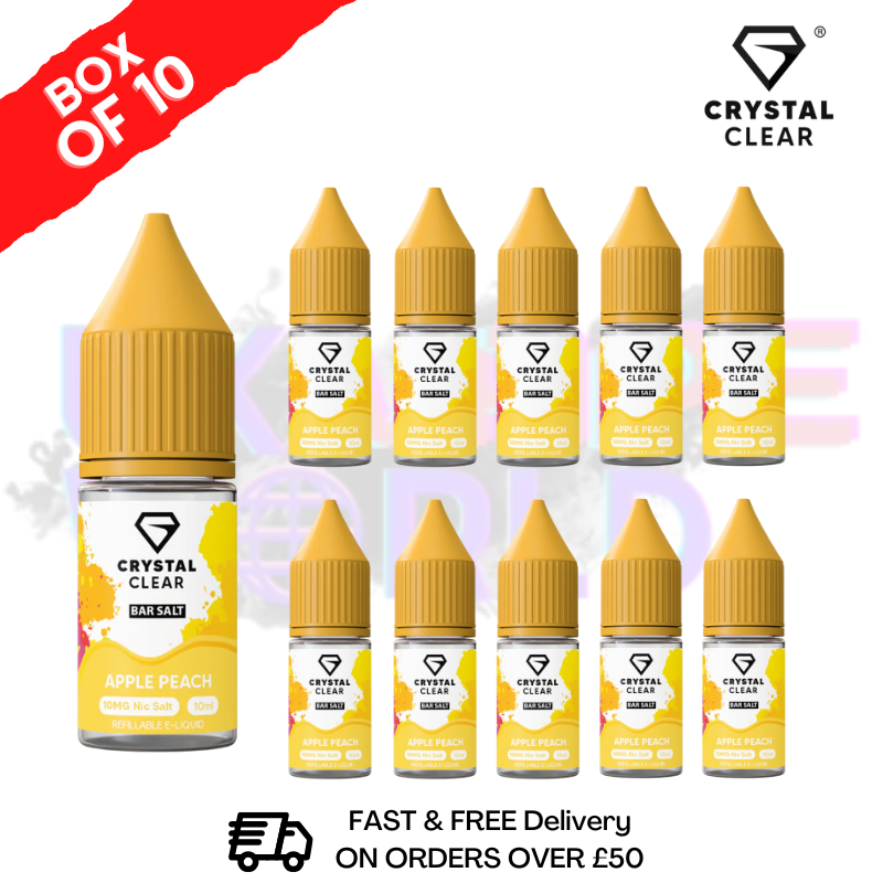 Apple Peach Crystal Clear Nic Salt Box Of 10 - Only £17.99