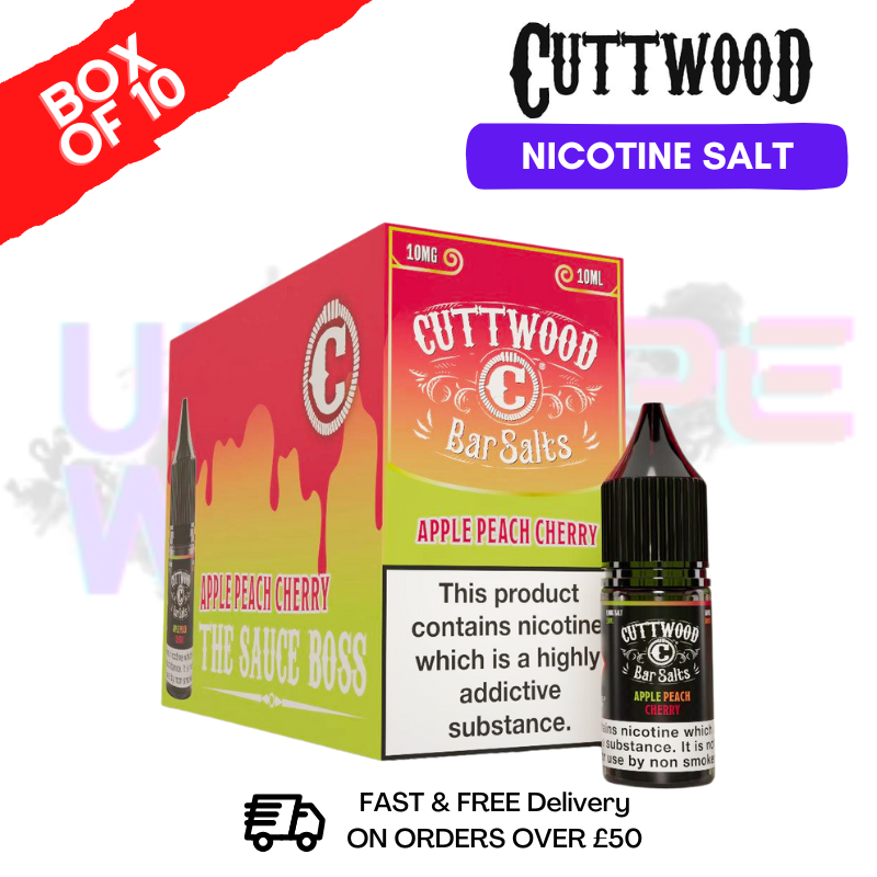 Apple Peach Cherry Cuttwood Bar Salt BOX OF 10 - ukvapeworld