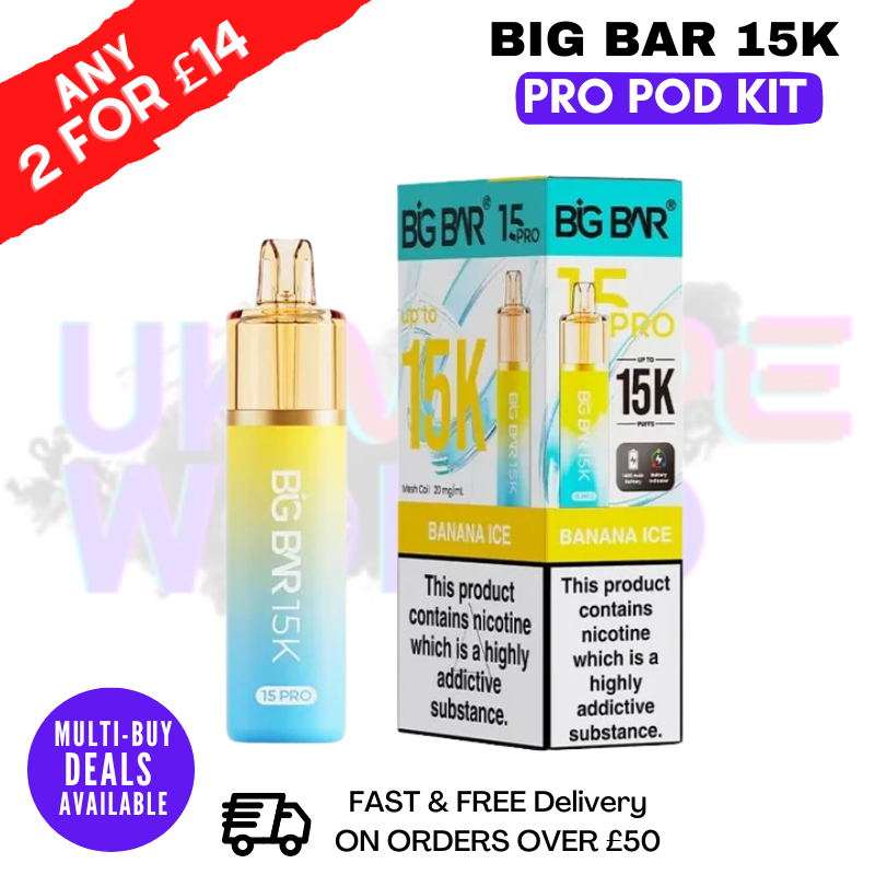 Shop Banana Ice Big Bar 15K Prefilled Pod Kit - £7.89 - Lowest Price