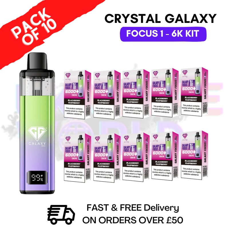 Shop Blackberry Raspberry Crystal Galaxy Focus 6K Kits Box Of 10 - UK Vape World