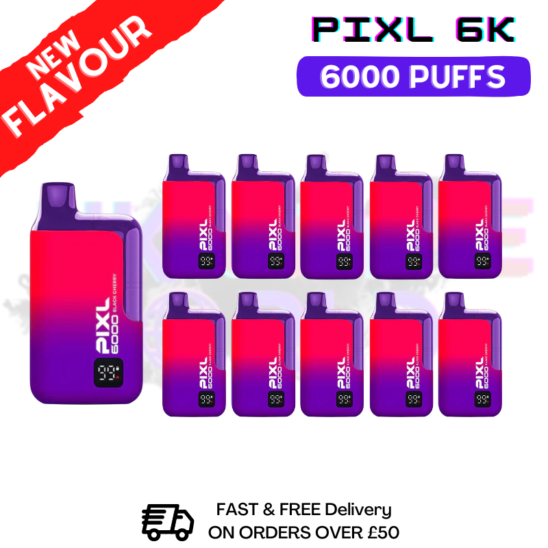 Black Cherry Pixl 6000 6K Puff Box Of 10 - ONLY £74.99