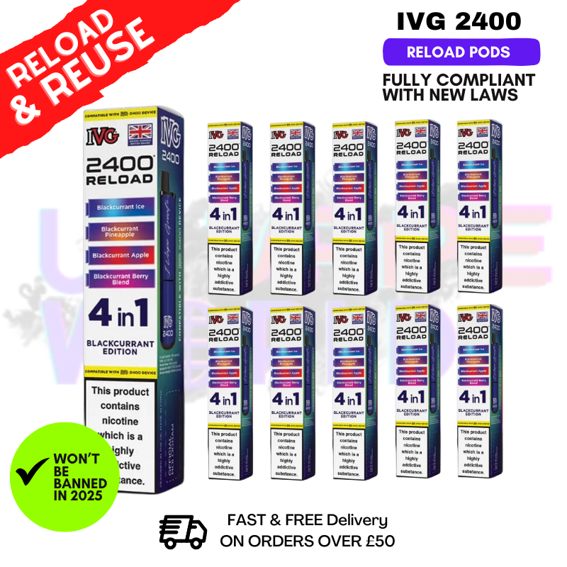 Blackcurrant Edition IVG 2400 RELOAD Pods - Box Of 10