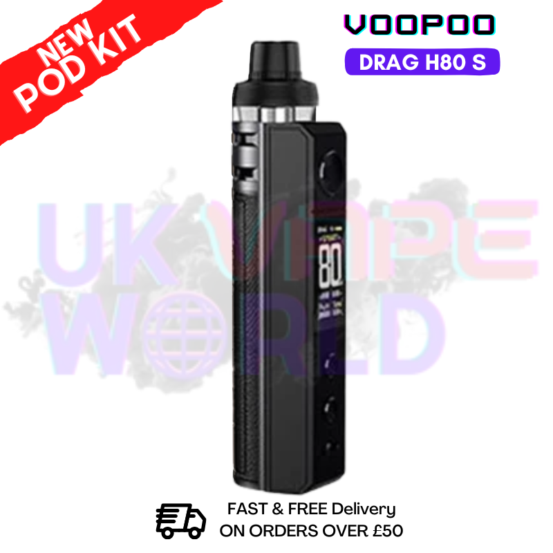Shop Black Voopoo Drag H80 s pod Kit + Free Nicsalt  - ukvapeworld