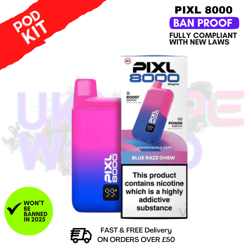 Blue Razz Chew Pixl 8K 8000 Puff Pod Kit