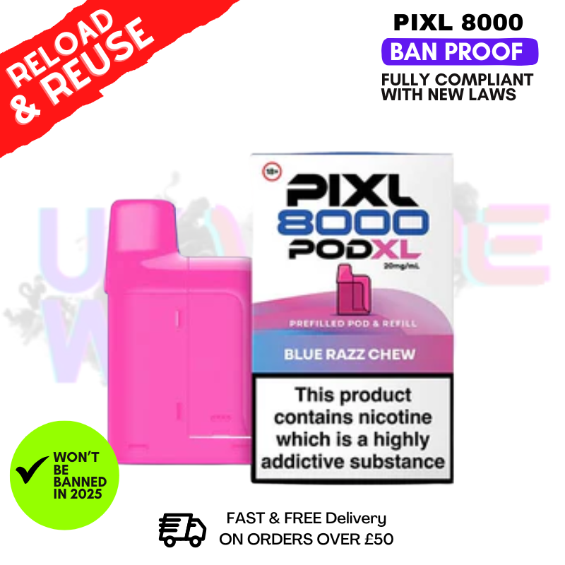 Blue Razz Chew Pixl 8K Replacement Pods (Refil Pack)