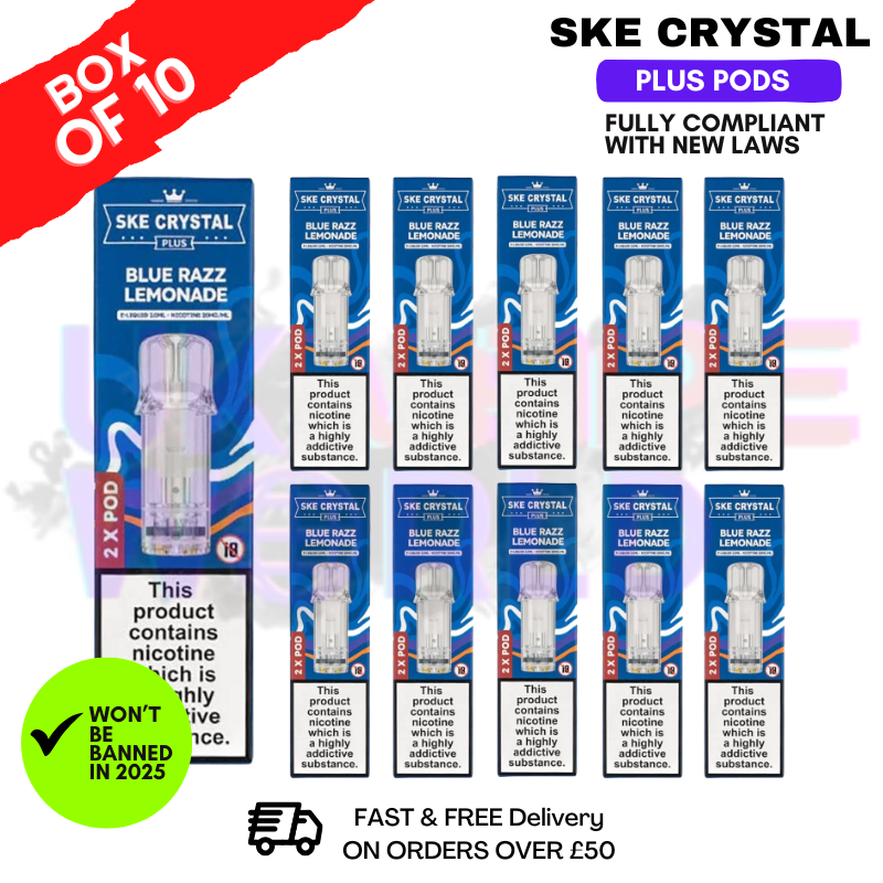 Shop Blue Razz Lemonade SKE Crystal Plus Prefilled Pod Box Of 10 - UK Vape World