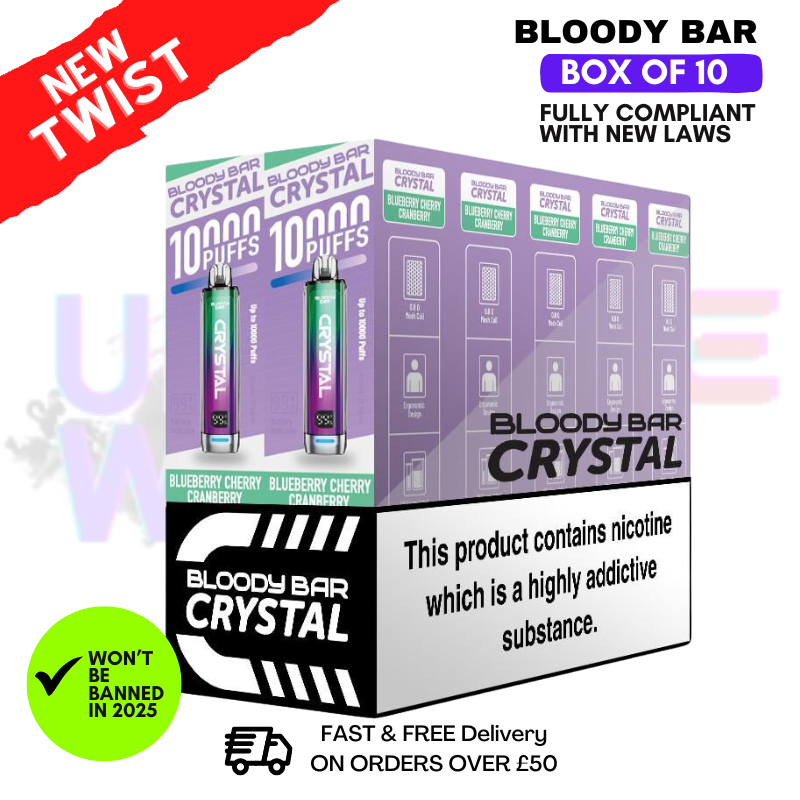Shop Blueberry Cherry Cranberry Bloody Bar Crystal 10K Puff Box Of 10