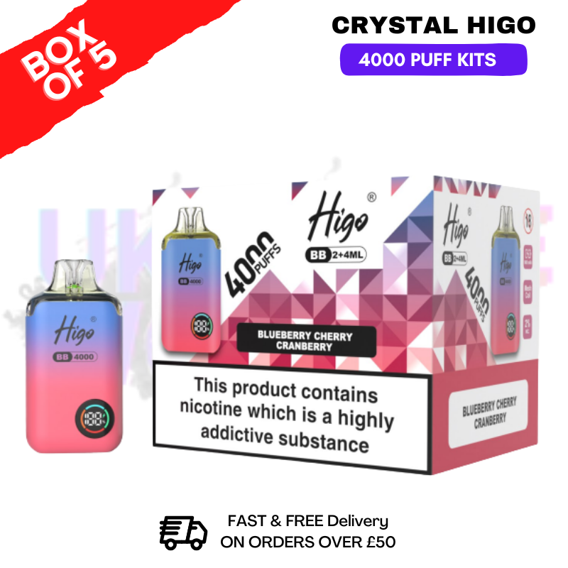 shop Blueberry Cherry Cranberry Crystal Higo 4000 Pod Kits Box Of 5 - Ukvapeworld