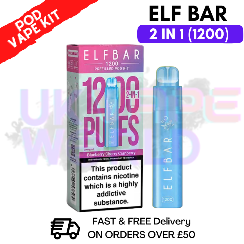 Blueberry Cherry Cranberry Elf Bar 1200 Puffs Prefilled Pod Kit