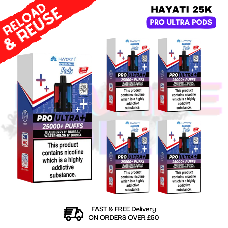 Hayati 25K Blueberry H Bubba - Watermelon H Bubba Replacement Pods Box Of 5 - ukvapeworld