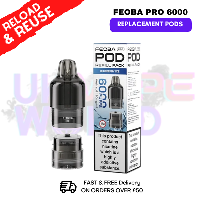 Blueberry Ice FEOBA Pro 6000 Replacement Pods - ukvapeworld