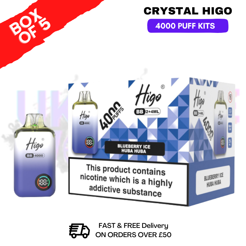 Shop Blueberry ICE Huba Buba Crystal Higo 4000 Pod Kits Box Of 5 - Ukvapeworld