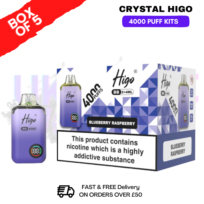 shop Blueberry Raspberry Crystal Higo 4000 Pod Kits Box Of 5 - Ukvapeworld