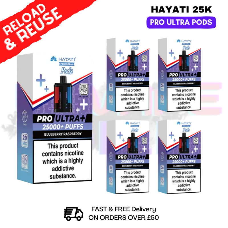 Hayati 25K Blueberry Raspberry Replacement Pods Box Of 5 - ukvapeworld