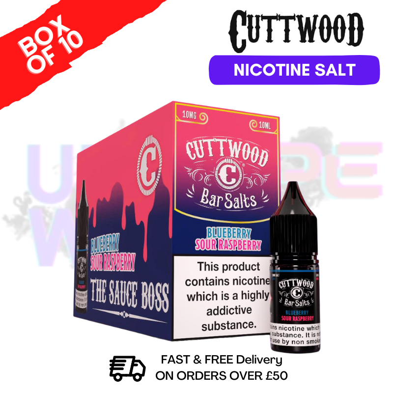 Blueberry Sour Raspberry Cuttwood Bar Salt BOX OF 10 - ukvapeworld