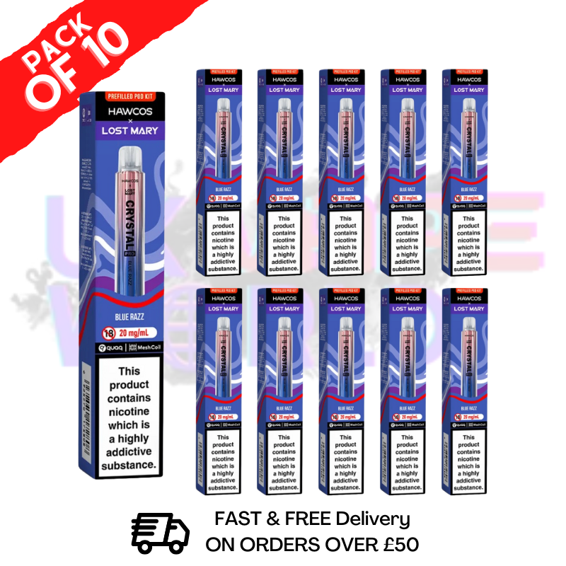 Shop Blue Razz Lost Mary Crystal Pro 600 KITS Box Of 10 - UK Vape World