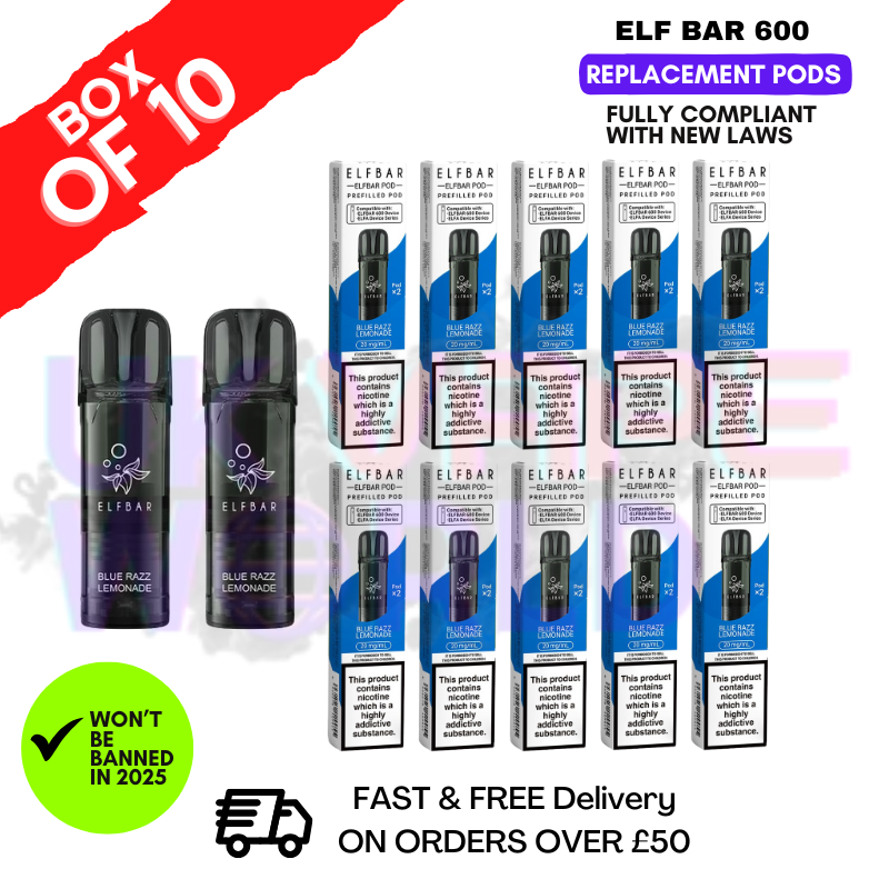 Elf Bar 600 Puff Blue Razz Lemonade Replacement Pods Box of 10