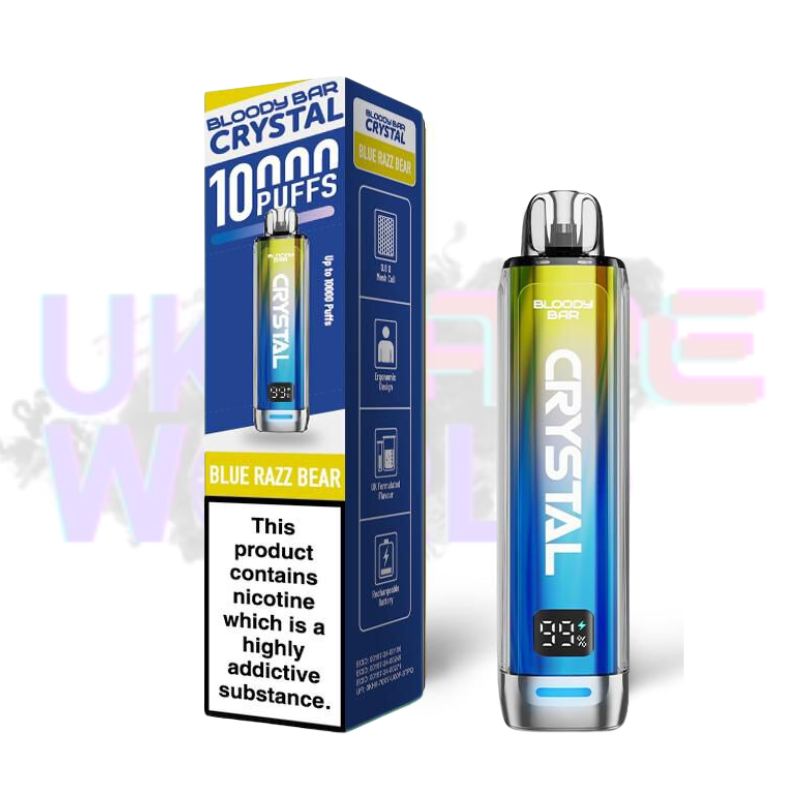 Blue Razz Bear Bloody Bar Crystal 10K Puff Box Of 10 Blue Razz Bear Bloody Bar Crystal 10K Puff Box Of 10