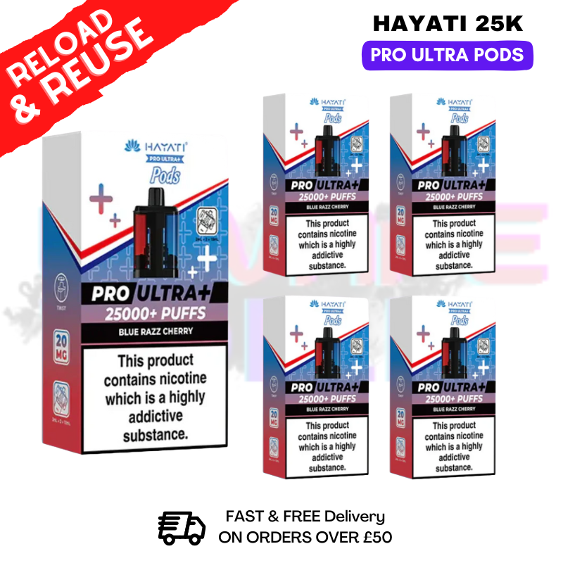Hayati 25K Blue Razz Cherry Replacement Pods Box Of 5 - ukvapeworld
