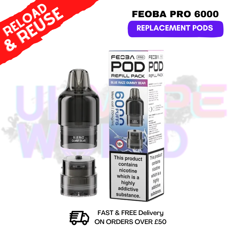 Blue Razz Gummy Bear FEOBA Pro 6000 Replacement Pods - ukvapeworld