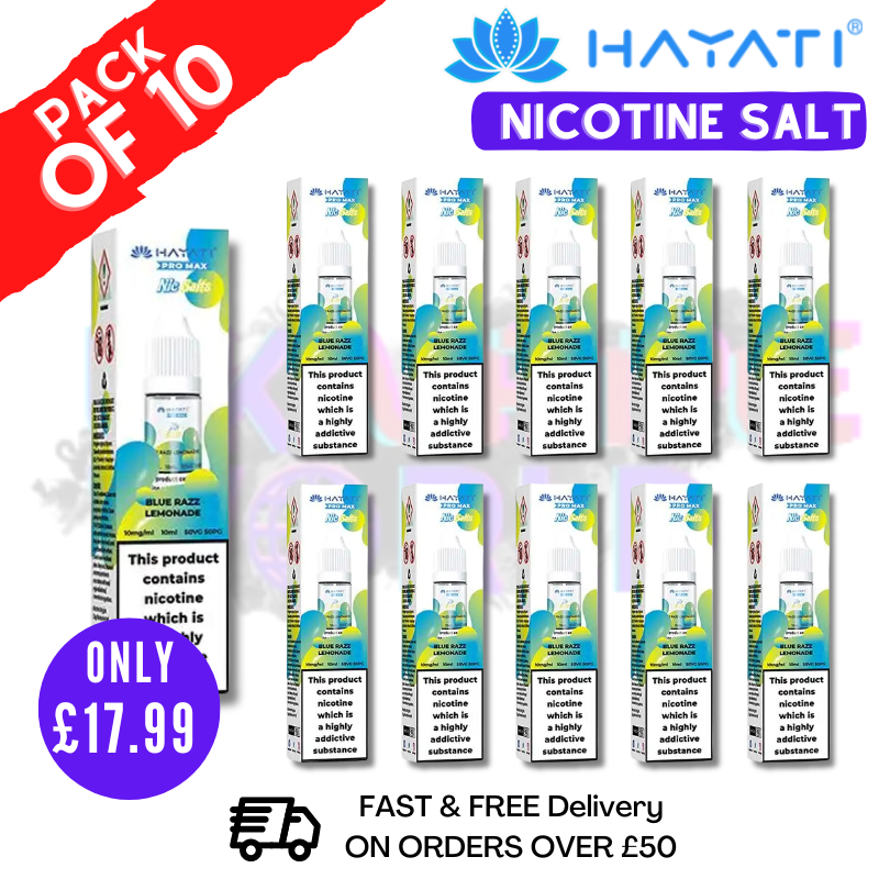 Shop Blue Razz Lemonade Hayati Pro Max Nic Salt Box Of 10 - UK Vape World 