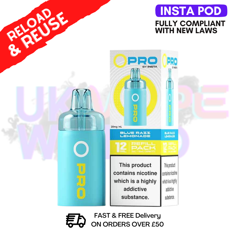 20MG Blue razz Lemonade Insta O Pro Refil Pack (12ML) - ukvapeworld