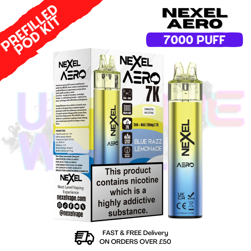 Blue Razz Lemonade Nexel 7000 Puff Pod Kit - ukvapeworld