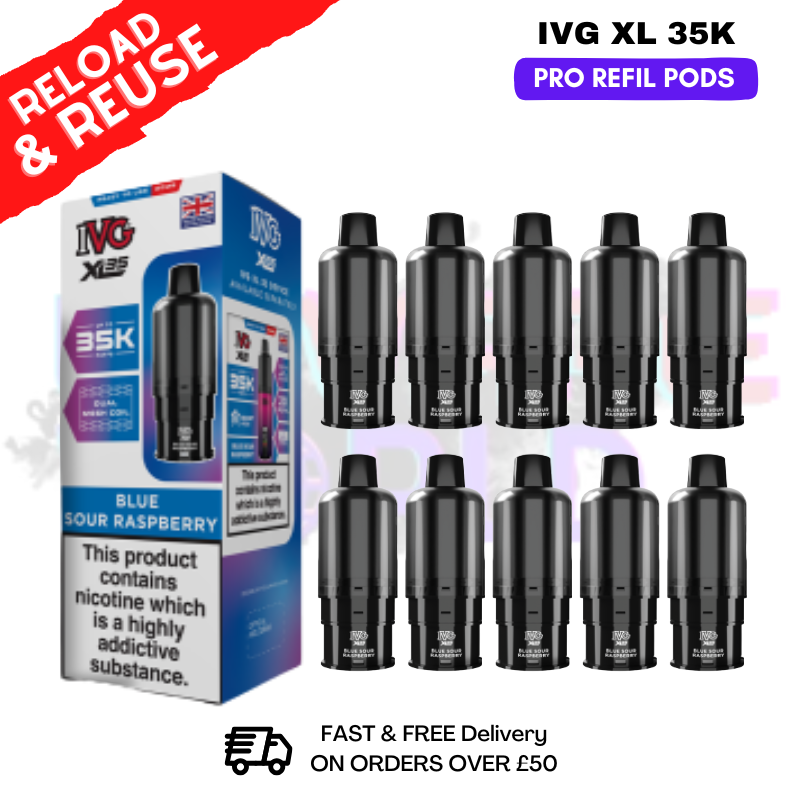 Blue Sour Rasp IVG XL 35K Replacement Pods Box Of 10 - ukvapeworld