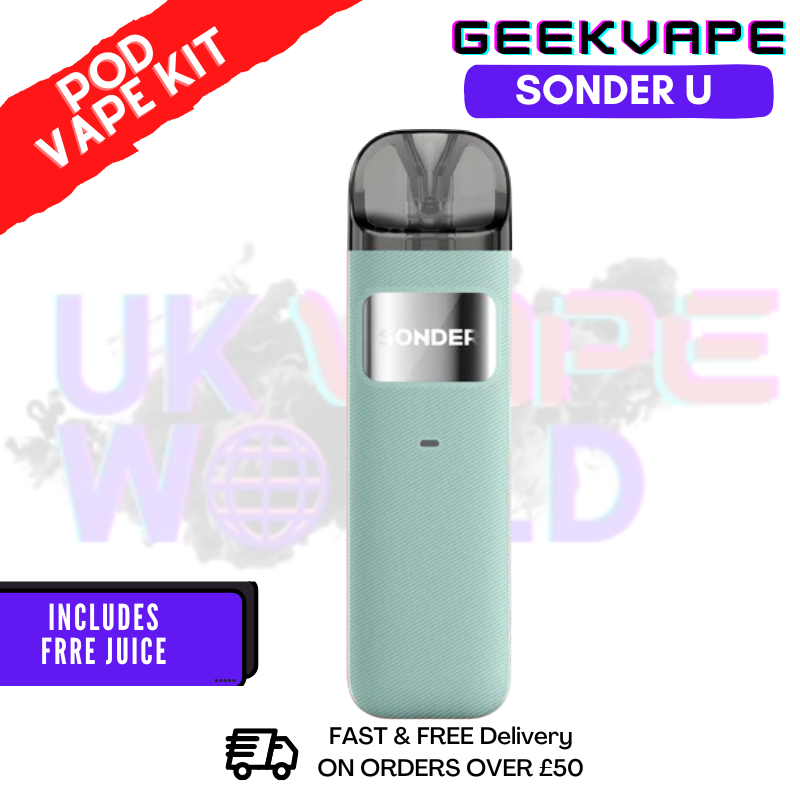 Pod Geekvape Sonder U - Sans Nicotine - Couleur Celeste Glaze - Batterie 1000 MAh, Cartouche 2 Ml Pod Geekvape Sonder U - Sans Nicotine - Couleur Celeste Glaze - Batterie 1000 MAh, Cartouche 2 Ml