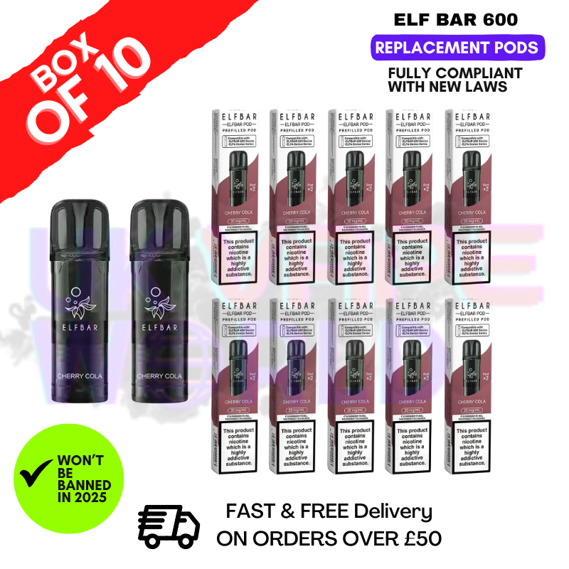 Elf Bar 600 Puff Cherry Cola Replacement Pods Box of 10