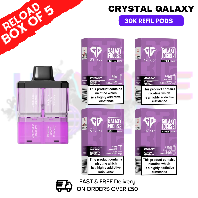 Shop Cherry Sour Raspberry Crystal Galaxy 30K Replacement Pods Box Of 5 - Ukvapeworld