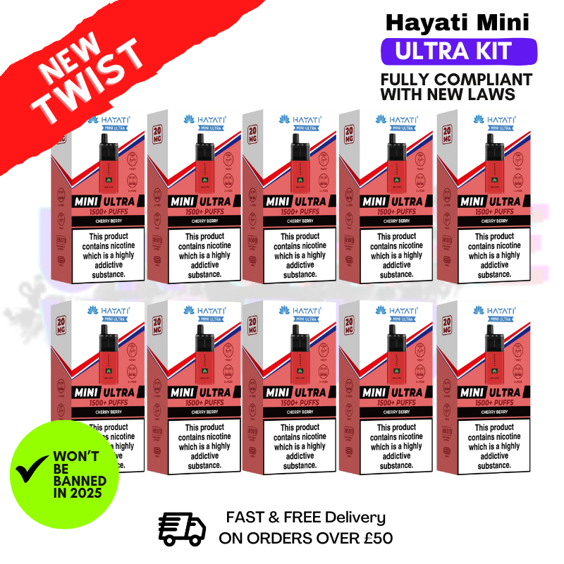Shop Cherry Berry Hayati Mini Ultra 1500 Box Of 10 - UK Vape World