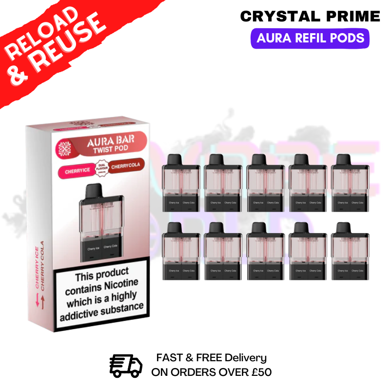 Cherry Ice Crystal Aura 40K Replacement Pods Box Of 10 - ukvapeworld
