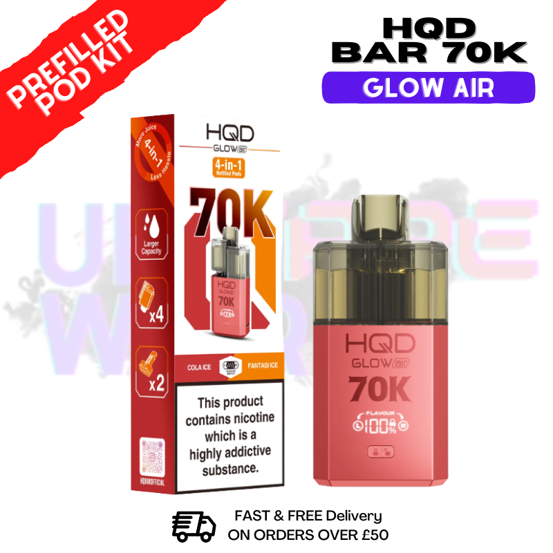 HQD Glow Air 70k Puff Pod Kit - Any 2 For 22 HQD Glow Air 70k Puff Pod Kit - Any 2 For 22
