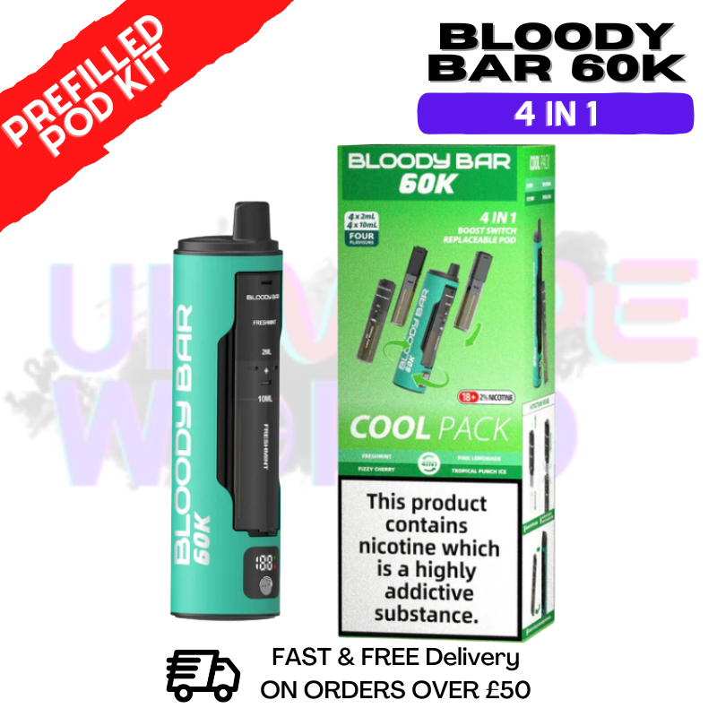 Cool Pack Bloody Bar 60k Prefilled 4 In 1 Pod Vape Kit - ukvapeworld