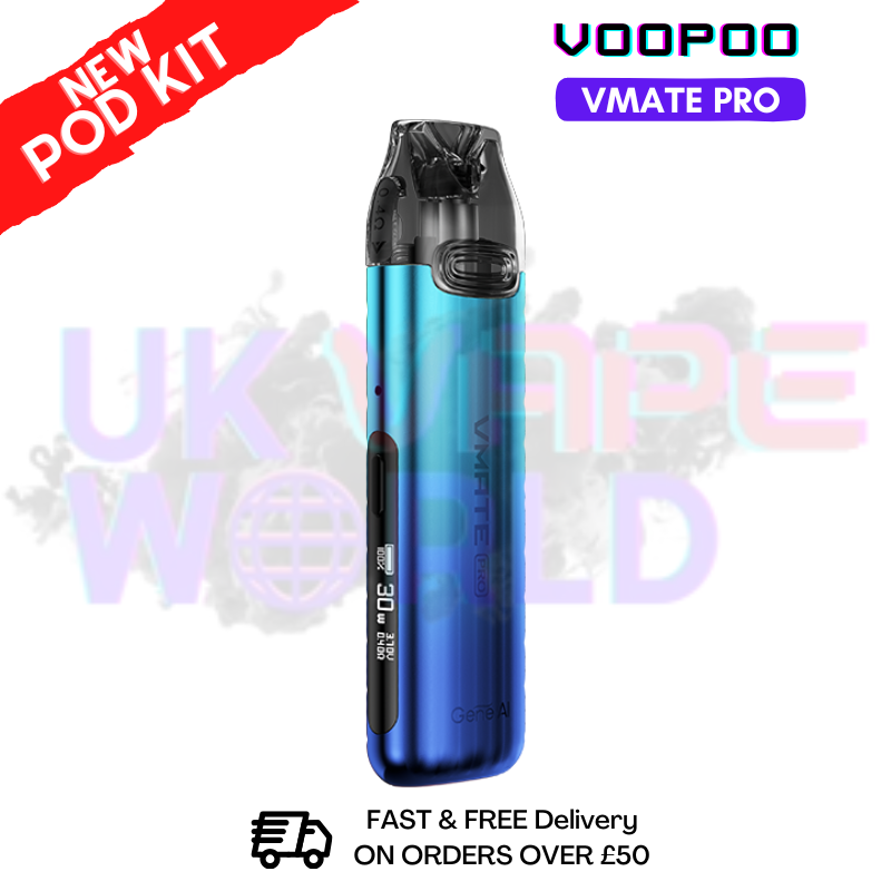 Shop Dawn Blue Voopoo Vmate Pro pod Kit + Free Nicsalt - ukvapeworld