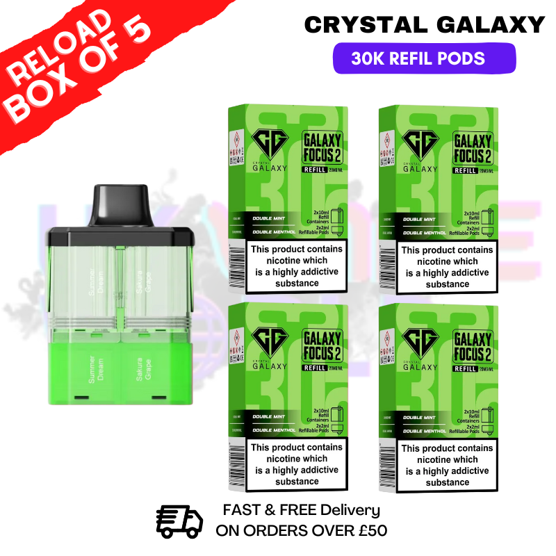 Shop Double Mint Crystal Galaxy 30K Replacement Pods Box Of 5 - Ukvapeworld