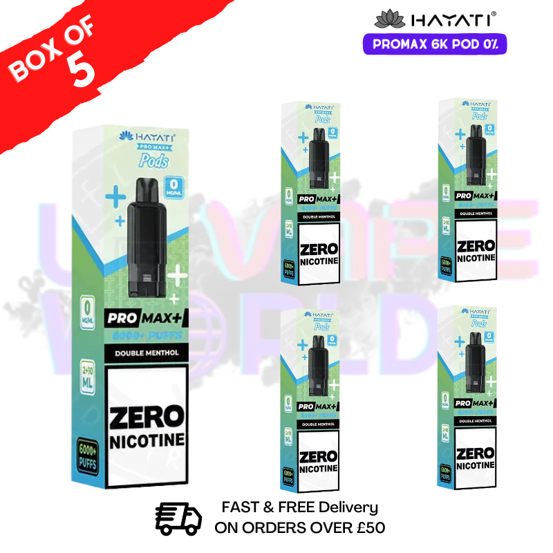 Double Menthol Hayati Pro Max 6000 ZERO NICOTINE Box of 5
