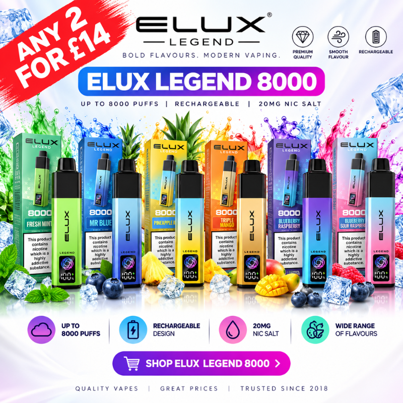 Shop Elux Legend 8000 Pod Kit - Any 2 For £14 - UK Vape World