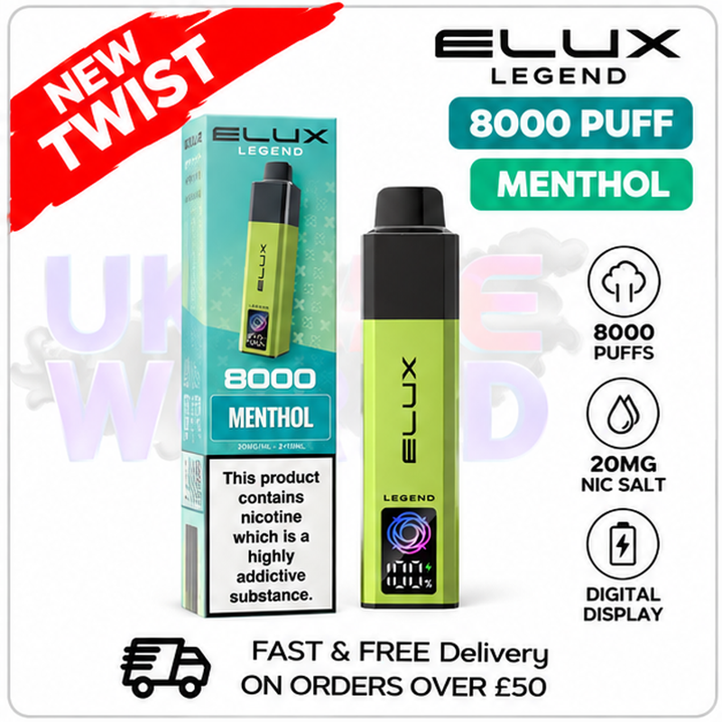 Shop Menthol Elux 8000 Puff 8K Pod Vape Kit - UK Vape World