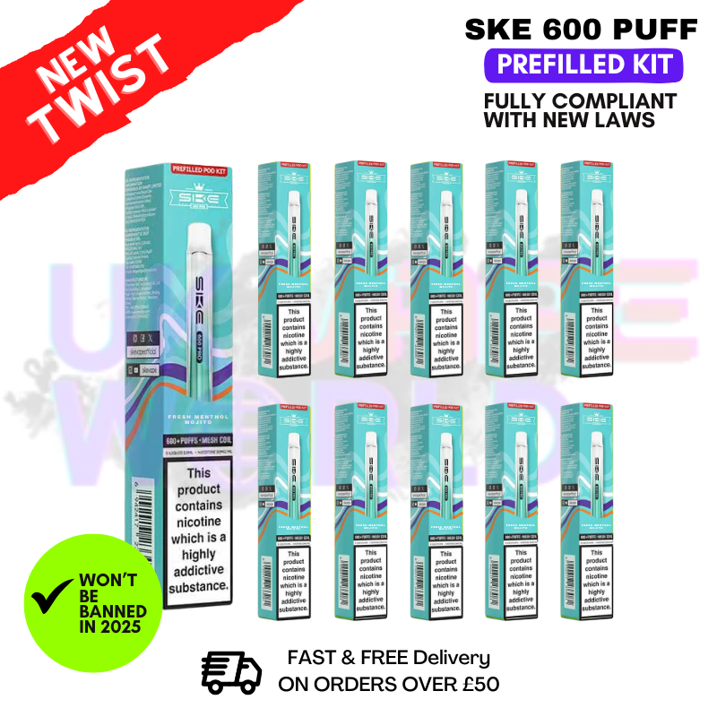 Shop Fresh Menthol Mojito SKE Crystal Bar Puffs 600 SKE Box Of 10 - UK Vape World