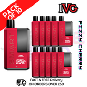 Shop Fizzy Cherry IVG Smart 5500 Puff Kit Pack / Box Of 10 - UK Vape World