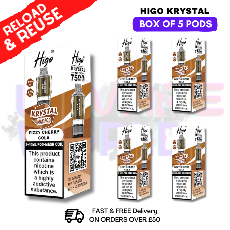 Fizzy Cherry Cola Krystal Higo Max Replacement Pods BOX OF 5 - ukvapeworld