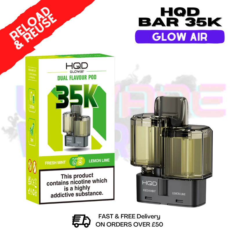 Fresh Mint  HQD 35K Glow Air Replacement Pods - ukvapeworld