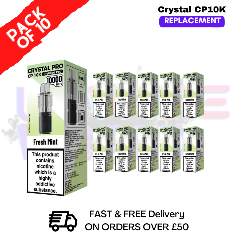 Fresh Mint Crystal Pro CP 10K Replacement Pods Box Of 5 - ukvapeworld