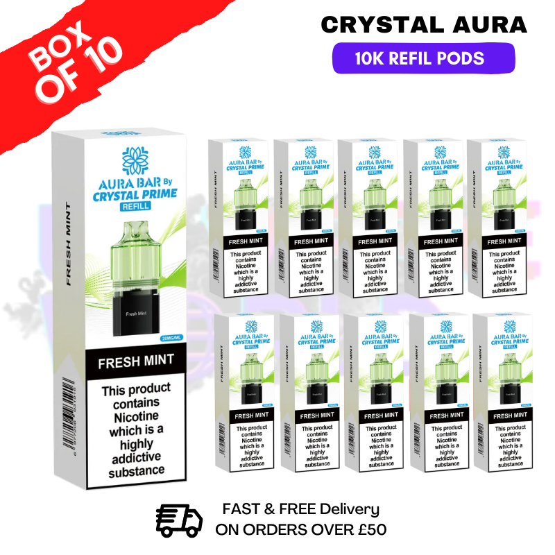 Fresh Mint Crystal Prime 10K Refil Pods Box Of 10