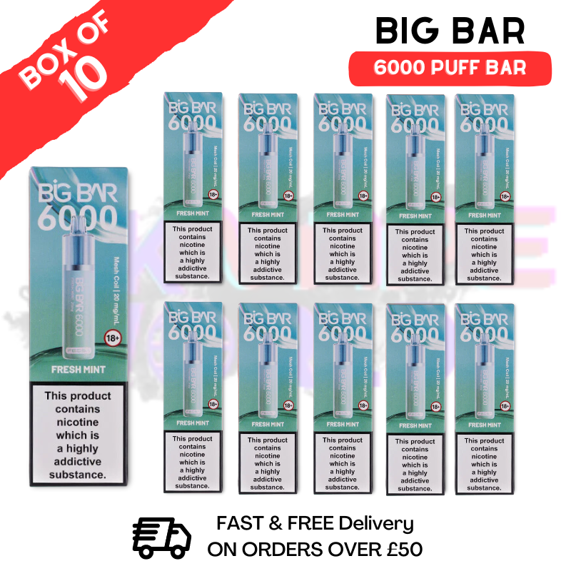 Shop Fresh Mint Feoba Big Bar 6000 Puff 6K Box Of 10 - UK Vape World